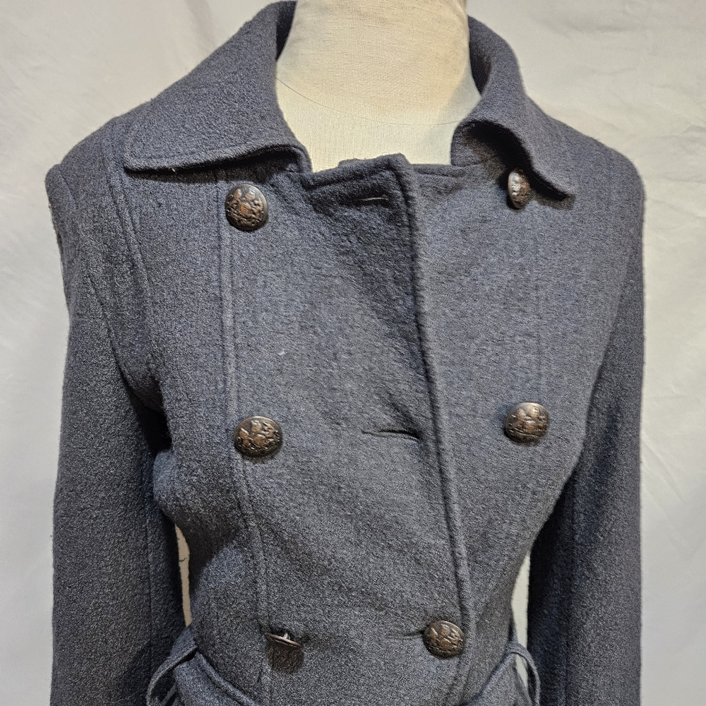 Free People chic Double-Breasted Gray Coat - Picture 2 of 7